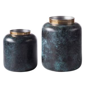 Vase Oxidise II (2-teilig) Aluminium - Gold / Blau