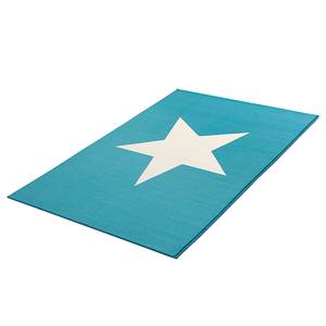 Velours Teppich Stern Blau