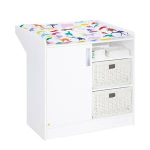 Set économique Viktoria (3 éléments) Hêtre partiellement massif - Lit pour bébé, table à langer et armoire à vêtements - Vernis blanc