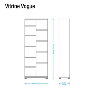 Vitrine Vogue grand modèle 2 portes - Noyer - Blanc brillant