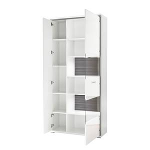 Armoire vitrine Kushiro Blanc brillant / Gris