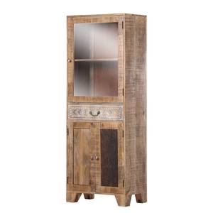 Vitrinenschrank Curenna Mango teilmassiv - Mango / Braun