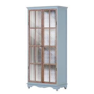 Armoire vitrine Kamara Partiellement en sapin massif - Sapin / Bleu clair vintage