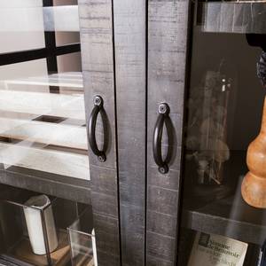 Armoire vitrine Keyport Manguier massif - Gris cendres / Noir