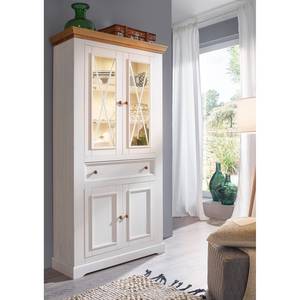 Armoire vitrine Ummanz Pin massif - Pin blanc / Pin miel - Pin blanc