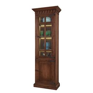 Armoire vitrine Vicuna I Pin massif - Marron - Avec éclairage