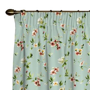 Tenda con fettuccia arricciatende Blu chiaro fiori piccoli arriciatende 130x310 cm