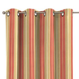 Gordijn met ogen beige/rood gestreept - 130x260cm