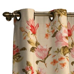 Tenda con occhielli beige fiori grandi