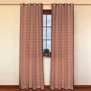 Tenda con occhielli Color beige/rosso a quadri - 130x260 cm