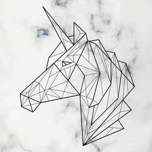 Wasmand Unicorn on Marble geweven stof - zwart/wit