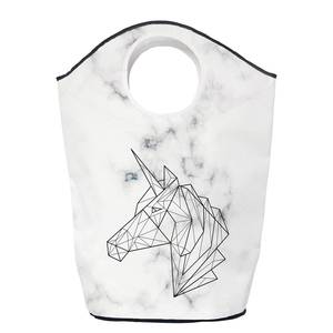 Sac à linge Unicorn on Marble Tissu - Noir / Blanc