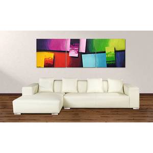 Squaring of Colors 2 moderne schilderij 100% Handgeschilderd - 210x70cm