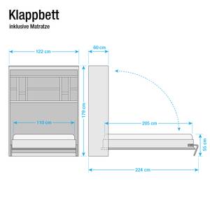Schrankbett KiYDOO smart Weiß - 110 x 205cm - Schaumstoffmatratze