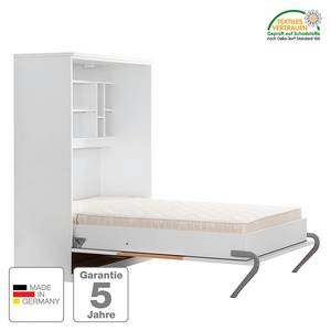 Schrankbett KiYDOO smart Weiß / Kernbuche Dekor - 110 x 205cm - Schaumstoffmatratze