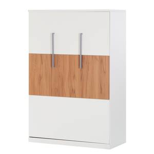 Schrankbett KiYDOO smart Weiß / Kernbuche Dekor - 140 x 205 cm - Bonellfederkernmatratze