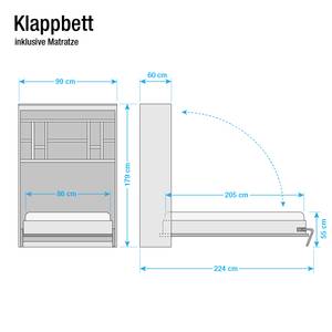 Schrankbett KiYDOO smart Weiß - 86 x 205cm - Bonellfederkernmatratze