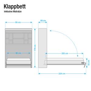 Schrankbett KiYDOO smart Weiß - 86 x 205cm - Kaltschaummatratze