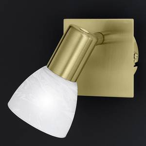 Wandlamp Angola mat messing/albastkleurig glas - met schakelaar - met 1 lichtbron