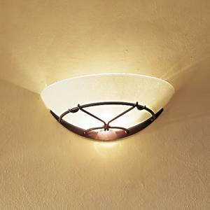 Applique Fenice Metallo/Vetro Color ruggine antico/Bianco 1 luce