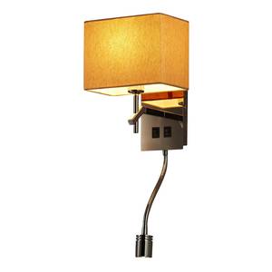 Wandlamp Fornax linnen/roestvrij staal - 2 lichtbronnen