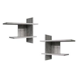 Open wandkasten Holt II (2-delige set) Grijs - Plaatmateriaal - 80 x 60 x 25 cm