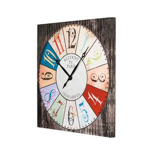 Wanduhr Bistro Braun - Multicolor - Holzwerkstoff - Tiefe: 4 cm