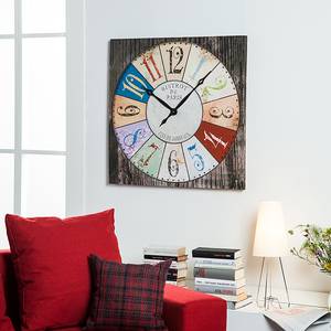 Horloge murale Bistro Marron - Multicolore - Bois manufacturé - Profondeur : 4 cm