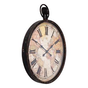 Horloge murale European Map Marron - Verre - 76 x 96 x 8 cm