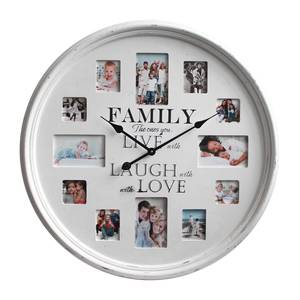 Horloge murale Family Foto Blanc