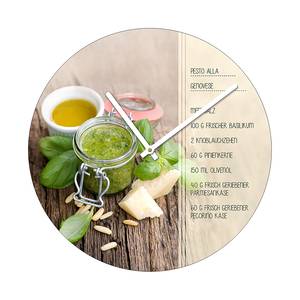 Horloge murale recette Pesto Beige - Multicolore - Verre - Profondeur : 3.6 cm