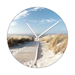 Horloge murale vue sur la mer III Beige - Multicolore - Verre - Profondeur : 3.6 cm