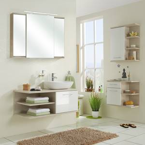 Armoire de toilette Fresh Line (avec écl Imitation pin Ida clair / Blanc brillant - Largeur : 100 cm
