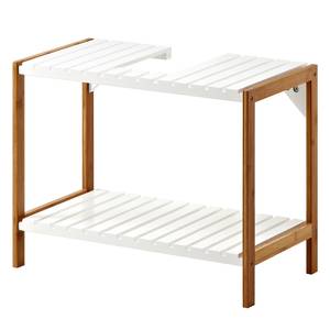 Meuble sous vasque Jakob II Bambou partiellement massif - Bambou / Blanc mat