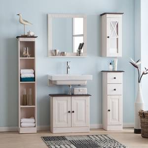 Armoire basse Senna I Pin massif - Blanc / Havane