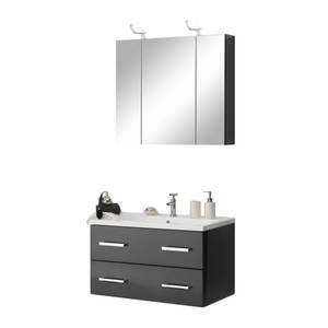 Piano da lavabo Montreal Inclusivo di + Armadio a specchio 80cm color antracite lucido