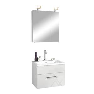 Meuble lavabo Victoria Vasque incluse - Armoire à miroir 60 cm - Blanc brillant