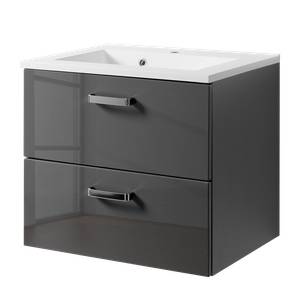 Meuble lavabo Ancona Gris brillant / Gris graphite - Largeur : 60 cm