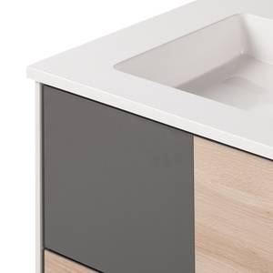 Ensemble meuble lavabo Bodo Imitation hêtre / Basalte / Blanc mat