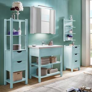 Ensemble meuble lavabo Paulina Pin massif - Turquoise