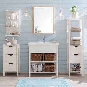 Ensemble meuble lavabo Paulina Pin massif - Blanc