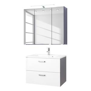Salle de bain Zeehan (2 éléments) Blanc / Gris 70 cm - Blanc brillant / Graphite - Largeur : 70 cm