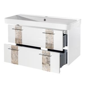 Mobiletto lavabo Stone Bianco lucido/Granito