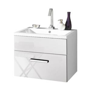 Meuble lavabo Victoria Avec vasque - Blanc brillant - 60 cm