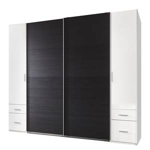 Armoire à vêtements Lotto IV Blanc alpin / Imitation chêne noir - Largeur : 225 cm - Sans cadre passepartout