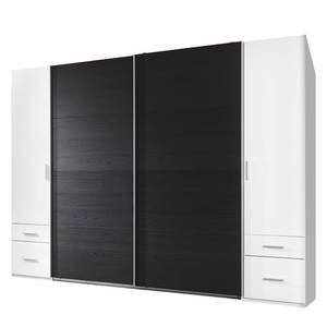 Armoire à vêtements Lotto IV Blanc alpin / Imitation chêne noir - Largeur : 270 cm - Sans cadre passepartout