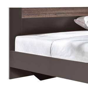 Ensemble de chambre à coucher (4 élém.) Blanc alpin / Anthracite - 160 x 200cm - Gris lave / Imitation chêne tourbe