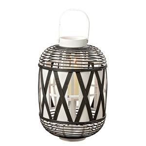 Lanterne Zula Bambou tressé - Noir / Blanc