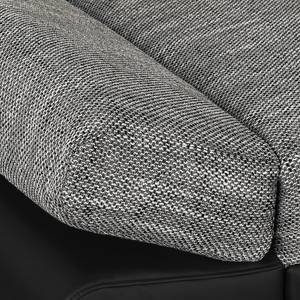 Canapé panoramique Bandya Imitation cuir / Tissu structuré - Noir / Gris - Méridienne courte à gauche / longue à droite (vue de face) - Fonction couchage