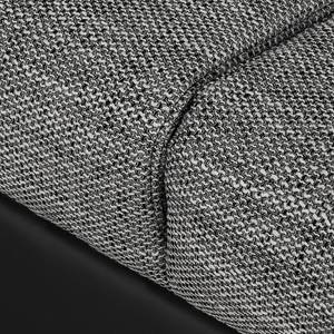 Canapé panoramique Bandya Imitation cuir / Tissu structuré - Noir / Gris - Méridienne courte à gauche / longue à droite (vue de face) - Fonction couchage